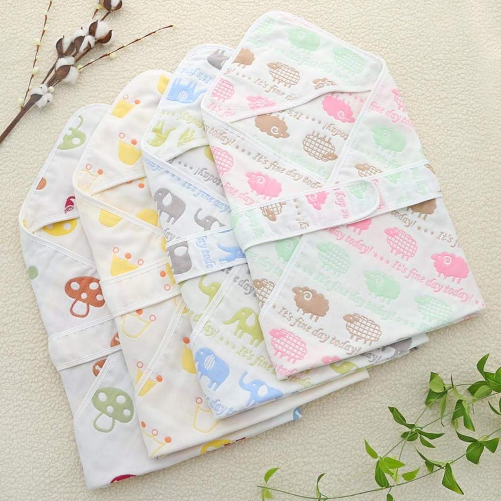 BoaSolchi Neugeborenenwickeltuch, Baby-Badetuch, Decke, 100% Baumwolle, 6-lagige Gaze (Kleiner Elefant)