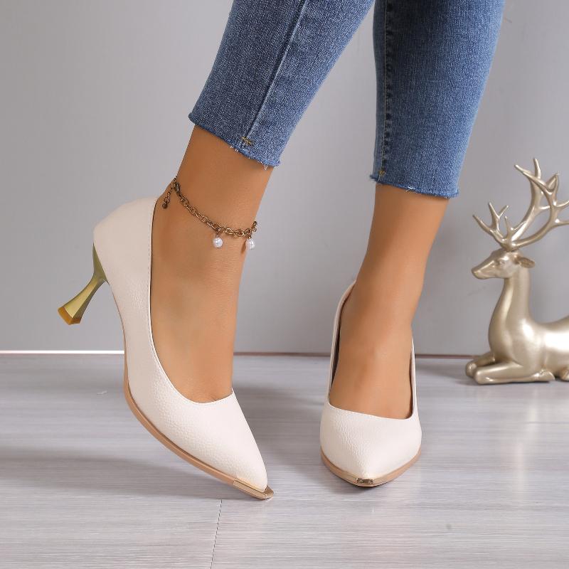 Fashion Summer Spring Party Women Shoes 2025 New Fashion Concise Medium High Heels Pointed Toe Shallow Mouth Thin Heels Woman Pumps