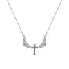 S925 Sterling Silver Angel Wings Necklace Women's Niche Design Wings Cross Pendant Light Luxury Premium Clavicle Chain