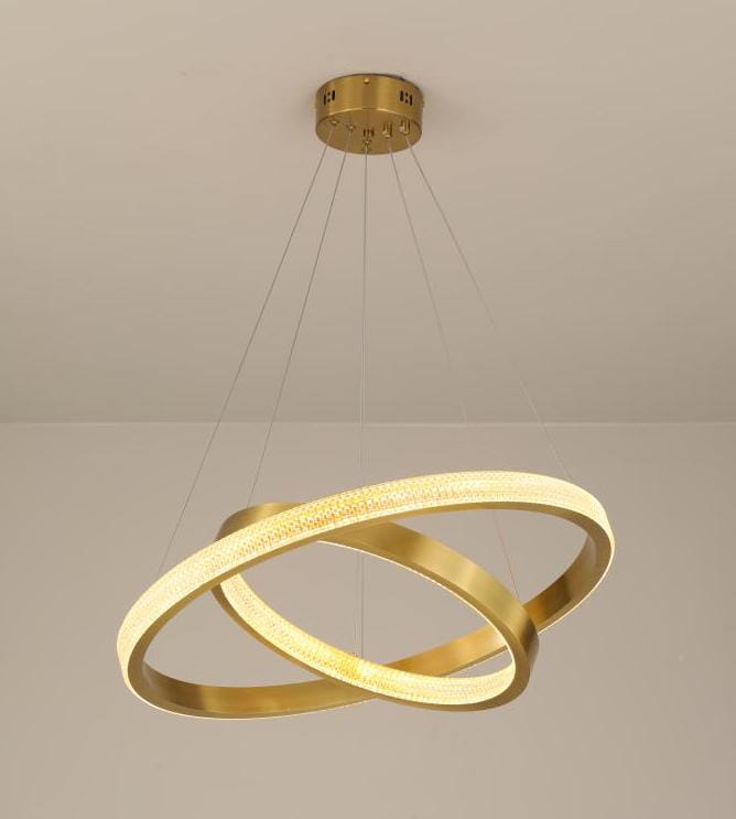 Zing Ring Double 80 A - LED chandelier 80cm two rings gold brass