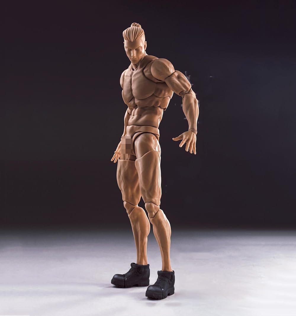 

1/12 Scale Male Figure, 6-Inch Romankey Super Flexible Muscle Strong Male Action Figure Miniature Figure Body Doll Collection (Black Skin)