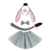 Donkey Ear Headband Tail Bowtie Skirt Nose with Teeth Halloween Donkey Animal Outfit Accessory for Kids Boy Girl Cosplay