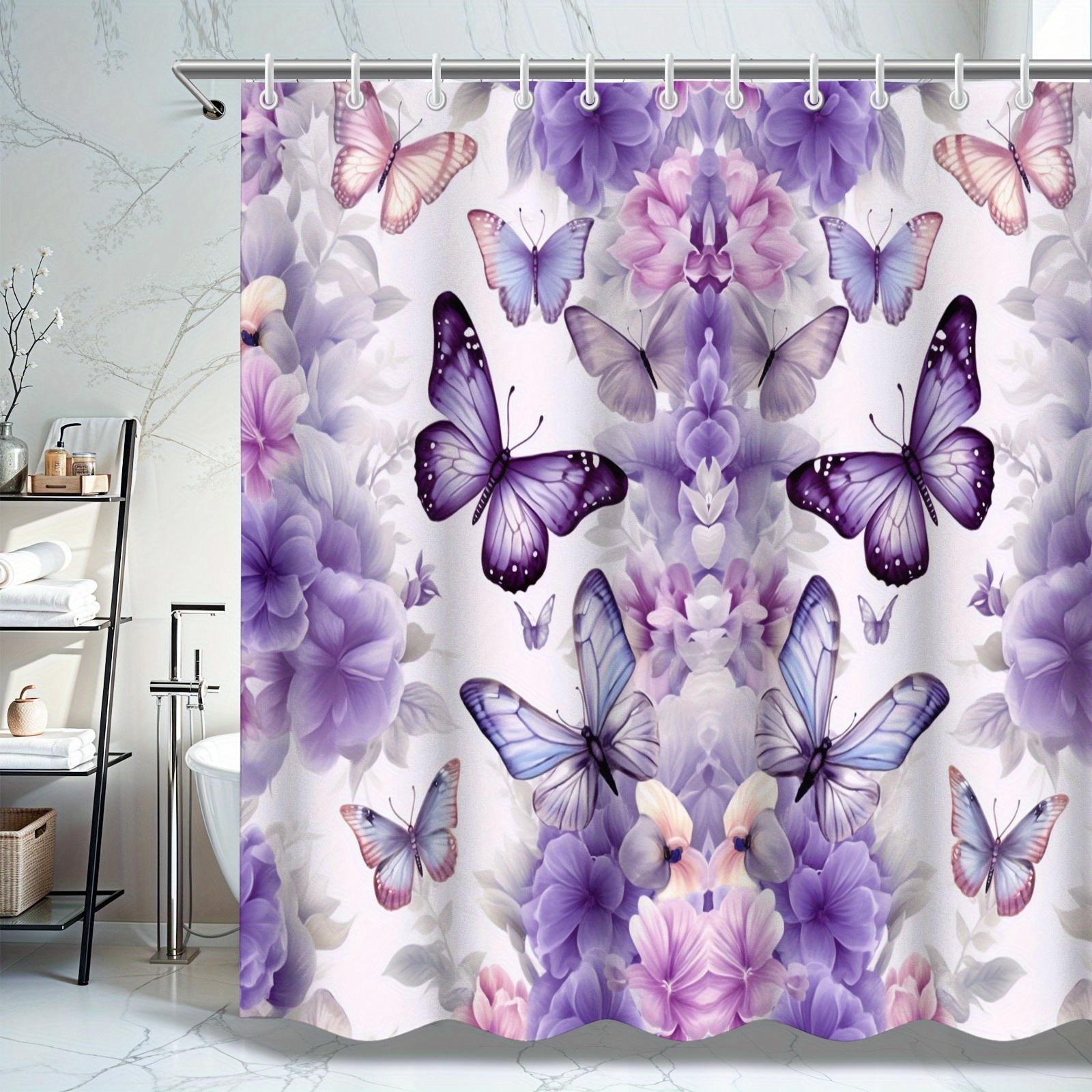 

Butterfly Pattern Purple Shower Curtain Set - Elegant Women S Bathroom Decor, Ideal Gift For Friends W60H190(CM)-1 Pcs
