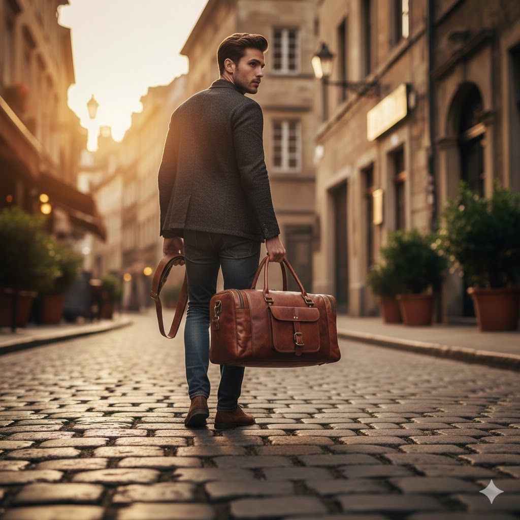 Vintage-Reisetasche aus Leder für Herren, für Reisen, Fitnessstudio, Wochenende, Übernachtung, 45,7 x 22,9 x 22,9 cm
