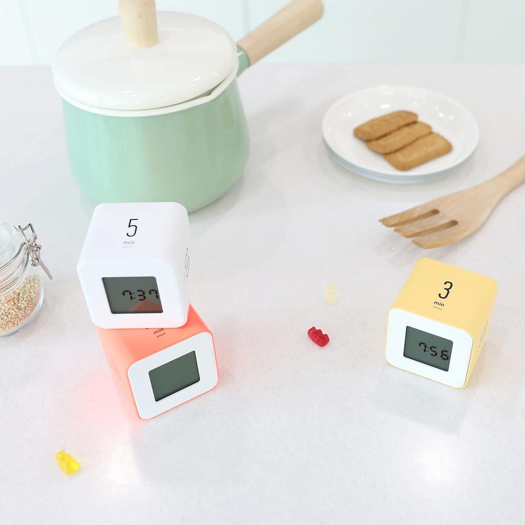 Mooas Multi-Cube Timer/Rotating Timer, Simple Operation, Clock & Alarm (Yellow)