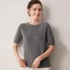 100% Pure Cashmere Round Neck Short Sleeve Pullover Sweater - Solid Color, Loose Fit for Autumn/Winter