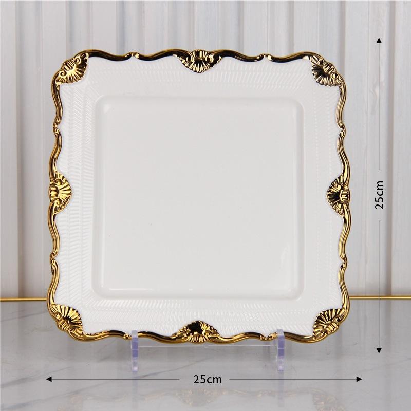 Ceramic Gold Edged Dining Plate Fish Plate Steak Plates Pasta Dish Fruit Dish Salad Bowl Soup Bowl Dessert Plates Coffee Cup Mug