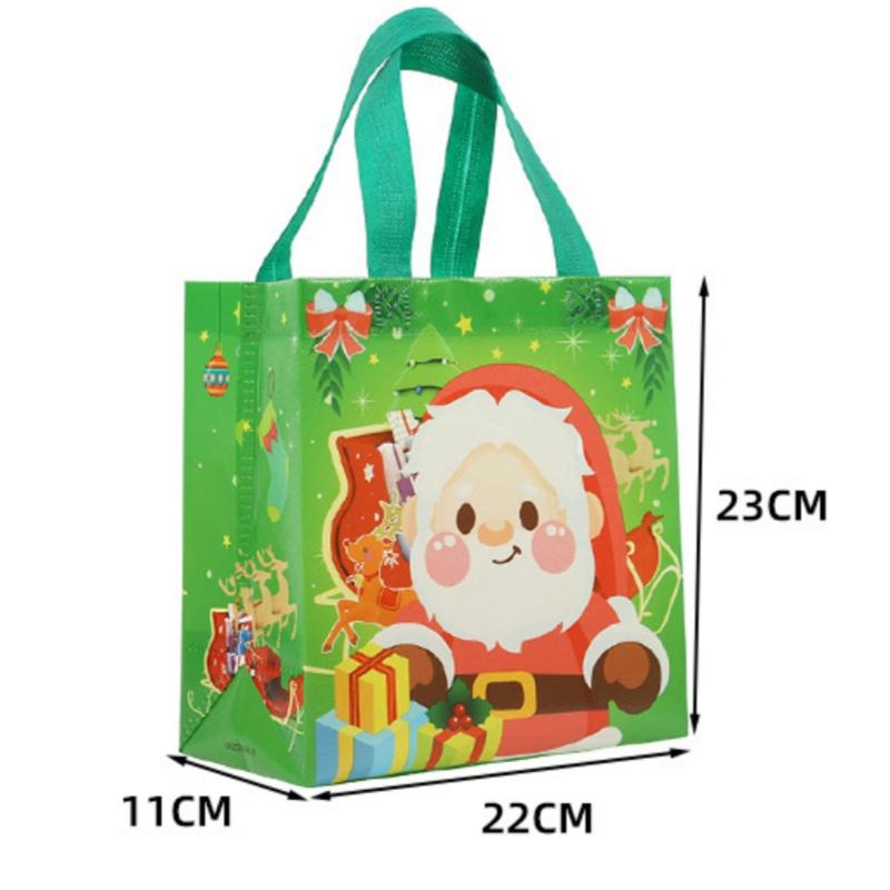 StoBag Christmas Festive Reusable Shopping Bags Colorful Holiday Tote for Gift Wrapping Party Favor Seasonal Retail Packaging