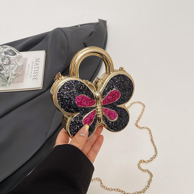 Fashionable Butterfly-shaped Diamond-encrusted Ladies' Trendy Chain Shoulder Bag