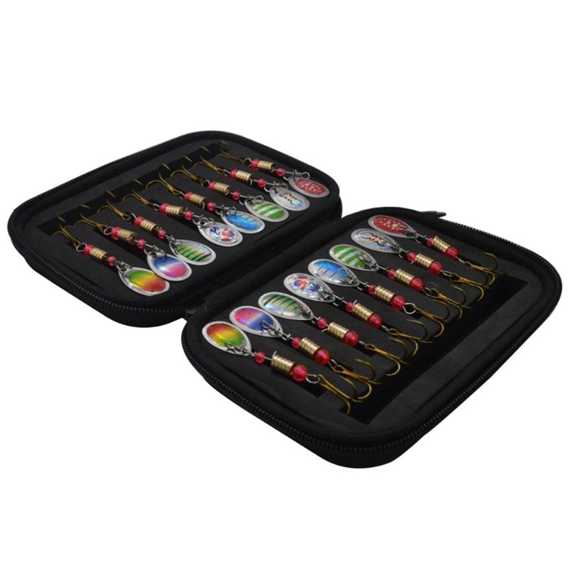 16Pcs Colorful Metal Spinner Baits Set Trout Fishing Lures Sequins Baits  with Hook Hard Metal Baits Crankbaits Endurin