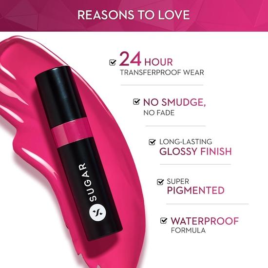 SUGAR קוסמטיקס פרטנר אין שיין שפתון גלוסי עמיד בהעברה | מחזיק עד 24 שעות | עמיד בהעברה ועמיד במריחות - 3 מ"ל - 12 קרימזון קוניאק