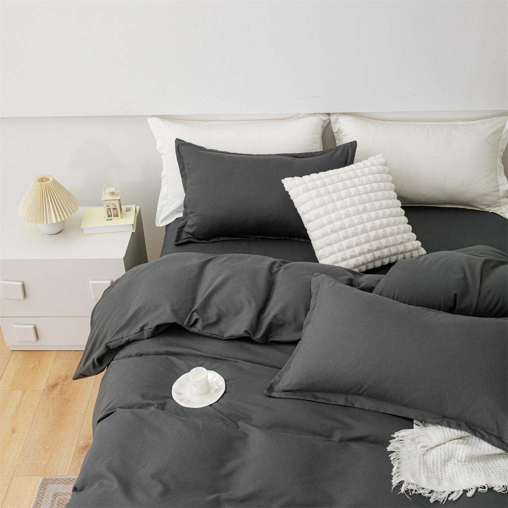 Husă de pilota Queen Size - Set de husă de pilota Queen prespălată moale, Husă de pilota cu închidere cu fermoar și cearceaf plat și tapete de pernă