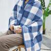 Multi-function Plaid Wearable Blanket Thicken Soft Casual Office Blanket Warm with Button Home Shawl Blanket Bedroom