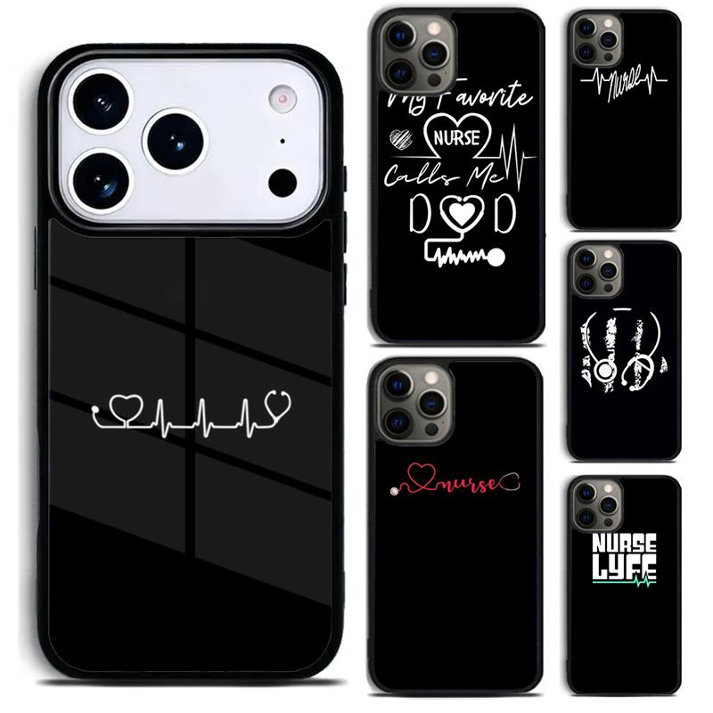 Nurse Heartbeat Design Phone Case for iPhone 17 16 15 Pro Max Air 14 13 12 11 Plus Shockproof Capa Cover