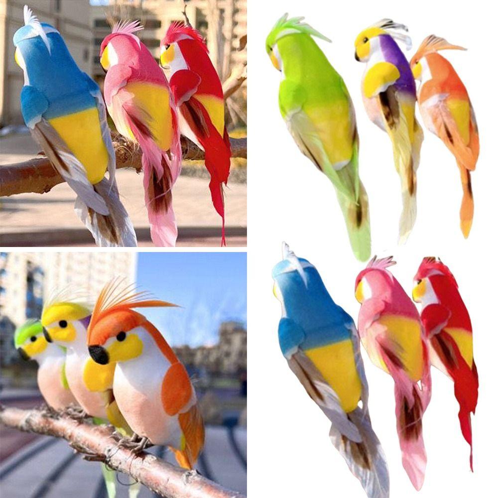 6PCS Mixed Color Parrot Artificial Birds Foam DIY Accessories Simulation Bird Model with Clips Handicraft Artificial Bird Model