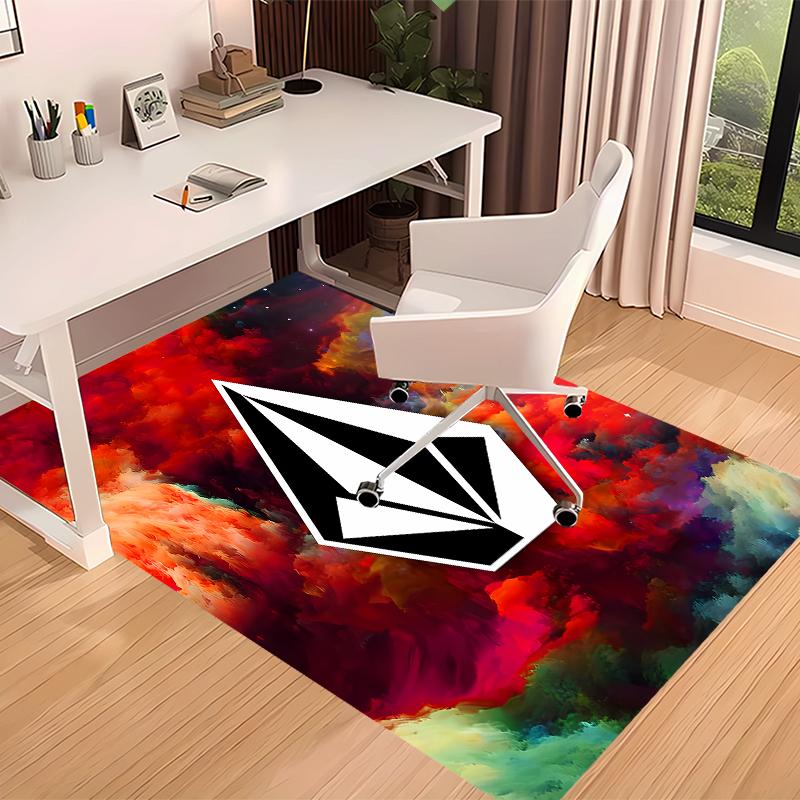 1pc V-VOLCOM LOGO5 Print Area Rug - Soft, Washable Non-Slip Indoor Mat for Office Chairs, Living Room, Home Office Decorative Rug