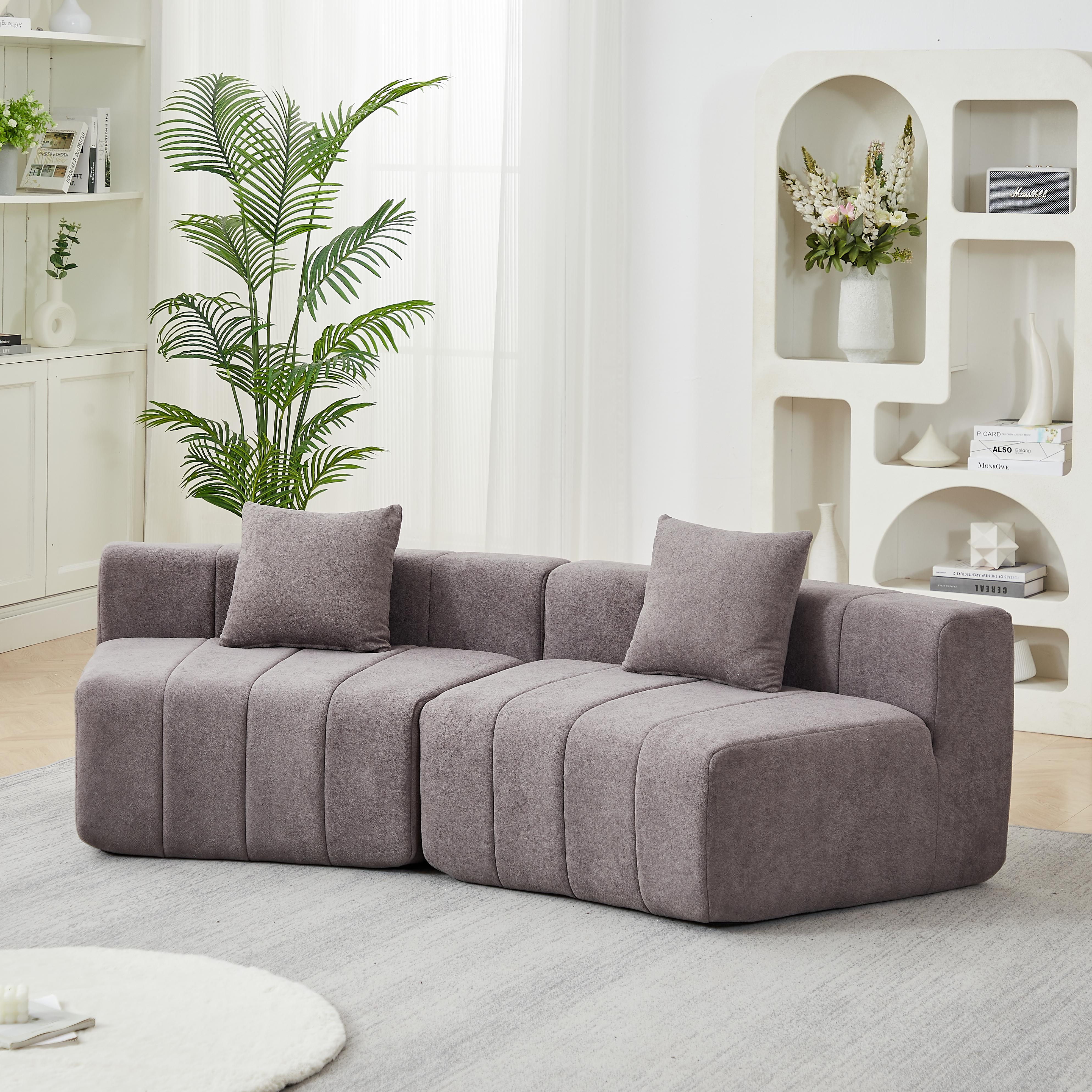 Curved Chenille Sofa Module with 2