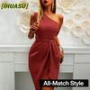 IHUASU Moda dama vara primavara in culori uni imprimeu rochii casual fara maneci