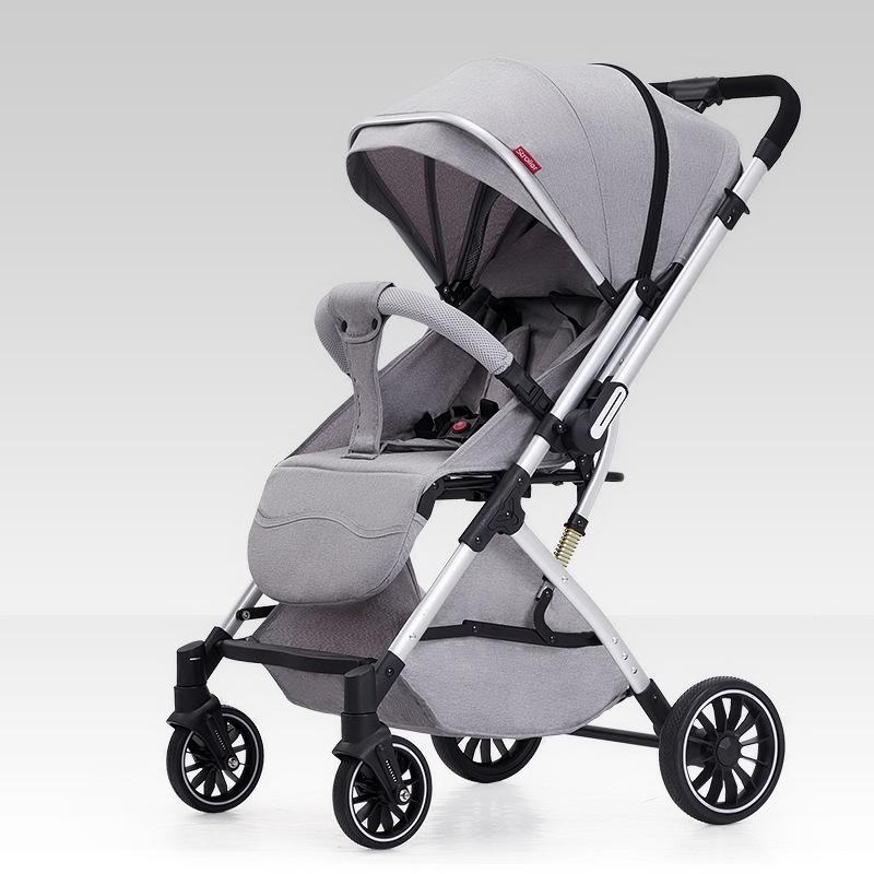 Lightweight Two-Way High Landscape Baby Stroller: Sit & Recline, One-Button Foldable Children's Pushchair.