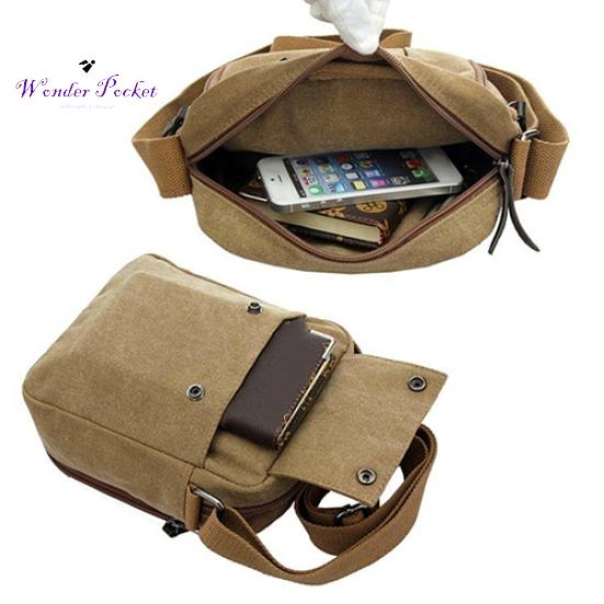 Bolso bandolera informal de viaje multifunción de lona vintage para hombre