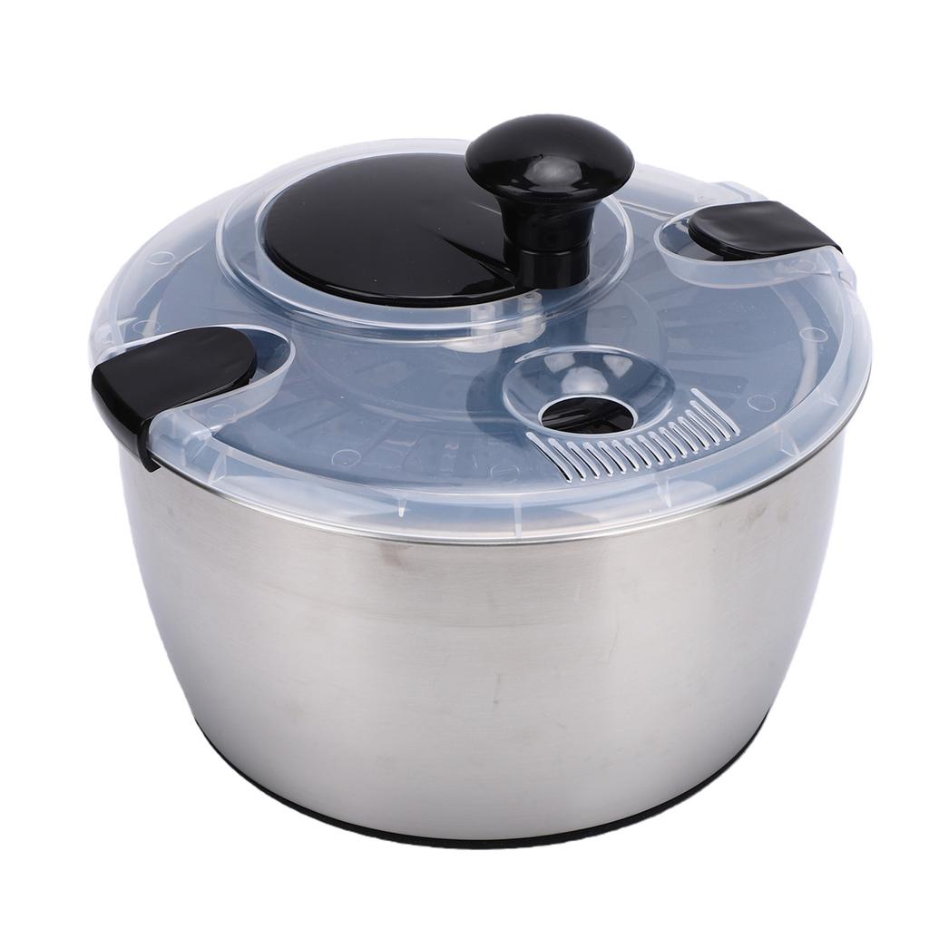 Stainless Steel Salad Spinner 5L Large Capacity Vegetable Washer with Crank Design Multifunctional Kitchen Tool
