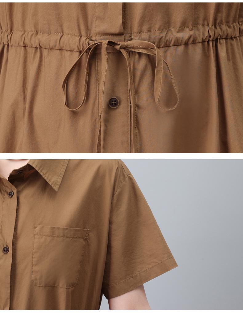 Modisches Damen Sommer 2025 Schlank machendes Hemdkleid aus reiner Baumwolle für Mütter mittleren Alters