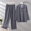 Men's Cotton Silk Long Sleeve Pajama Set, Plus Size, Cardigan, Wear Outdoors, Internet Trend, Pure Cotton, Simple & Comfortable Homewear