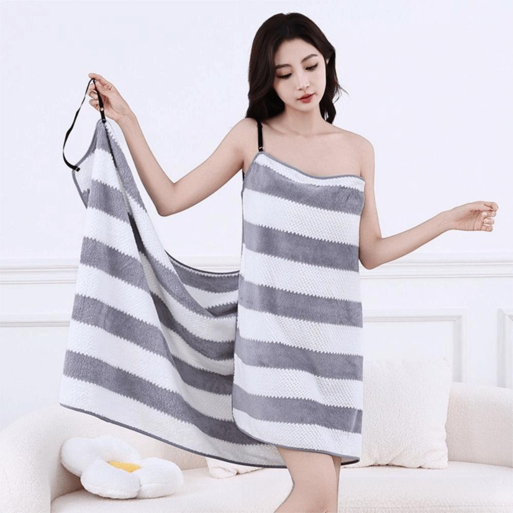 

Регулируемое платье-полотенце для ванны, Высокоабсорбирующее, Длинная накидка для душа, Ночное полотенце, Новое носимое халтер серый