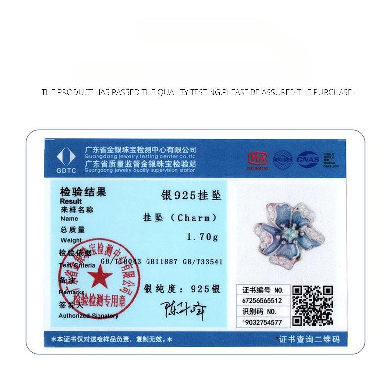 Argint Sterling S925 Mărgele de Poziționare din Silicon cu Floare Albastră, Accesorii pentru Brățară cu Mărgele DIY Floare de Primăvară