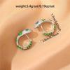 Female White Green Zircon Stone Snake Animal Hoop Earrings Vintage Fashion Silver Color Wedding  For Women