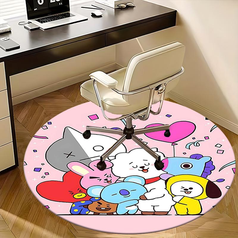 Kpop Chair mat Round Rug-Office carpet, Machine Washable, Non-slip, Suitable for Living Rooms, Bedrooms