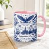 Yousheng USA 250th Anniversary Blue Mug, Patriotic Ceramic Coffee Cup with Eagle Flag Design, Independence Day Gift for Veterans Men Women