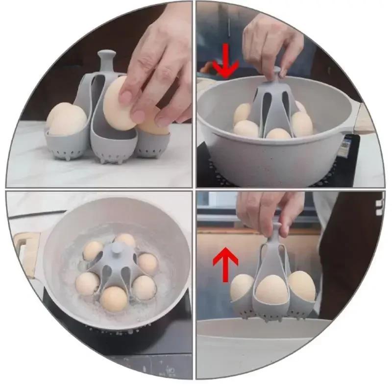 4/6 Egg Holder, High-Temperature Resistant Silicone Egg Cooker for Home Kitchen - Ideal for Steaming Eggs for Family Breakfast