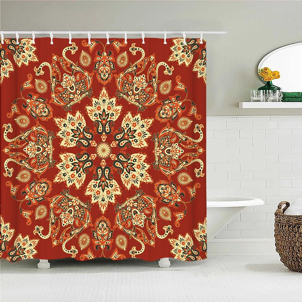 3D Print Bathroom Curtains Indian Mandala Shower Curtains With 12 Hooks Home Decoration Waterproof Fabric Bohemia Bath Screen