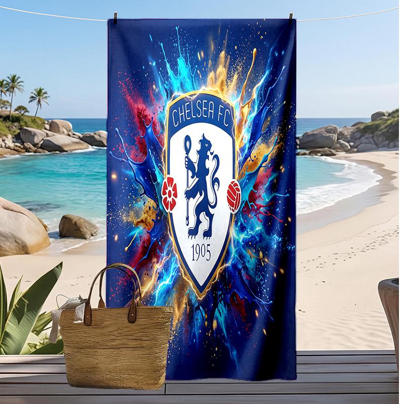 Chelsea FC Printed Beach Towel Quick Dry Soft TowelPortable Large Rectangular Beach Blanket for Travel Swimming Pool