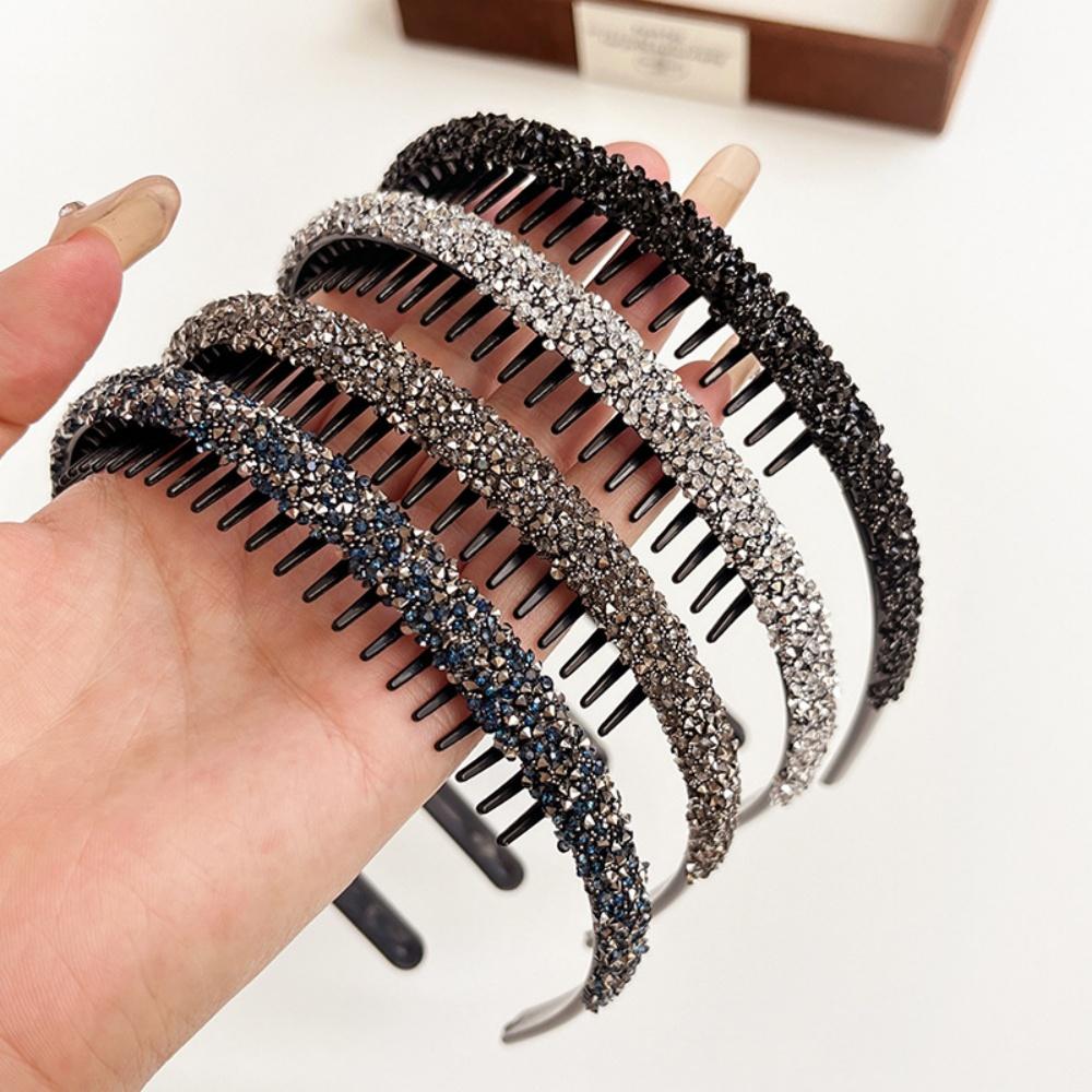 With Toothed Style Diamond Hair Hoop Non Slip Cute Plastic Rhinestone Headband Make Up Face Wash Hairband