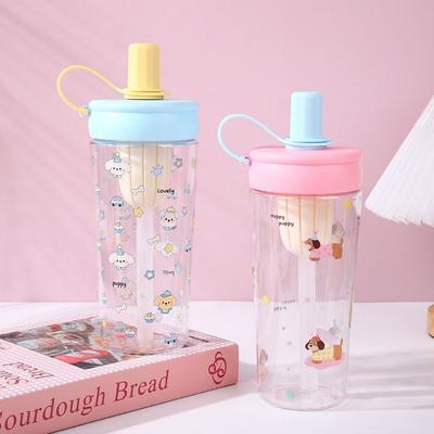 Portable 700ml Straw Cup Drinkware Animal Cup With Lid Straw Large Capacity Coffee Cup for Juice Milk