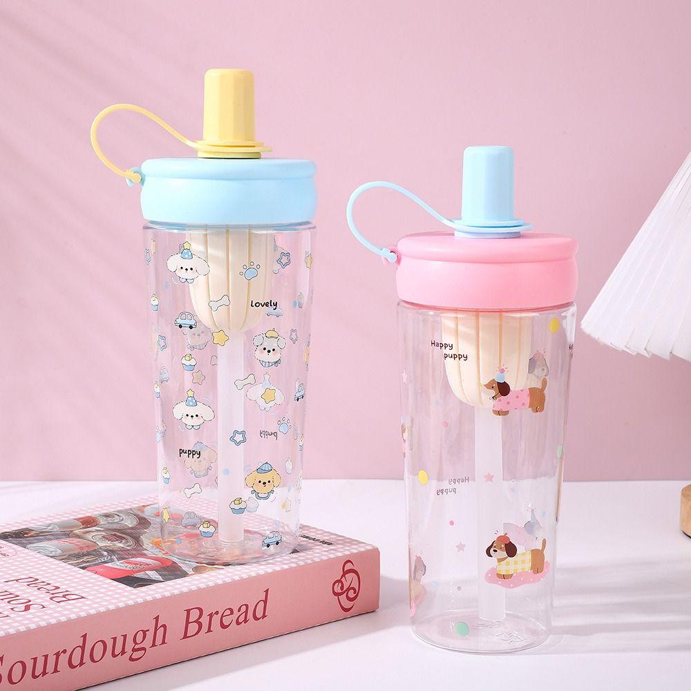 700ml Water Bottle Animal Cup With Lid Straw Cute Coffee Cup  for Juice Milk