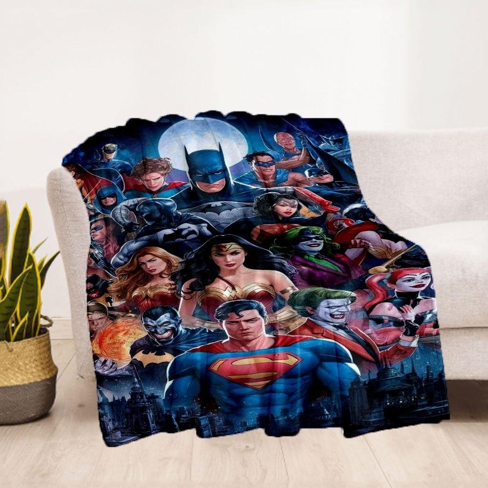 Poster Coperta Plaid in Flanella con Collage di Supereroi DC Comics per Divano, Letto, Viaggio, Campeggio, Ufficio, Divano, Sedia
