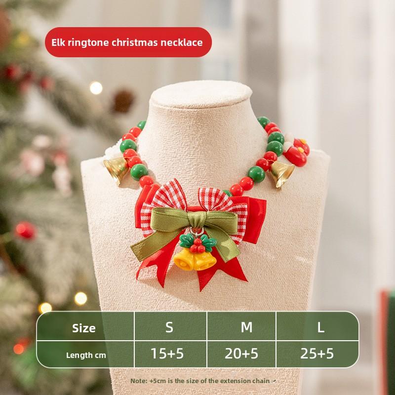Christmas Pet Necklace - Cat Collar with Bells and A Bow - Cat Accessory - Cat Necklace