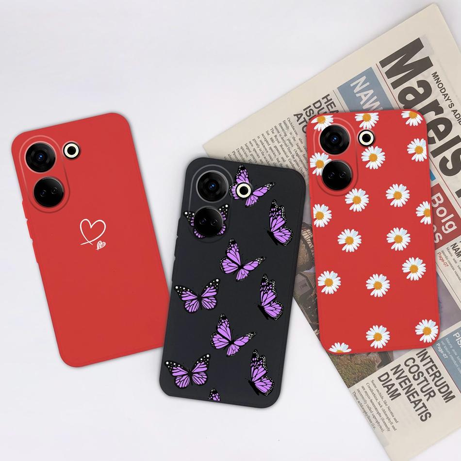 For Tecno Camon 20 Pro 4G 5G Phone Cases Cute Design Matte Silicone Shockproof Black Cover For Tecno Camon20 20Pro Bumper Capa