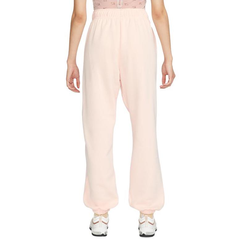Nike Side Letter High Waist Lace-Up Casual Fleece Knit Sports Pants Women Pants Ice-Pomegranate FB8052-838