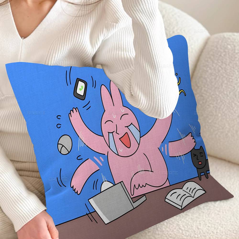 My FFriend Pink Rabbit Funny Anime Pillow Gift Home Office Decoration Bedroom Sofa Car Cushion Cover Case x