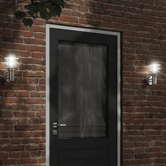 VidaXL Outdoor Wall Lights 2pcs Silver Stainless Steel, Outdoor Wall Lighting, Garden Wall Lamp, 4006229