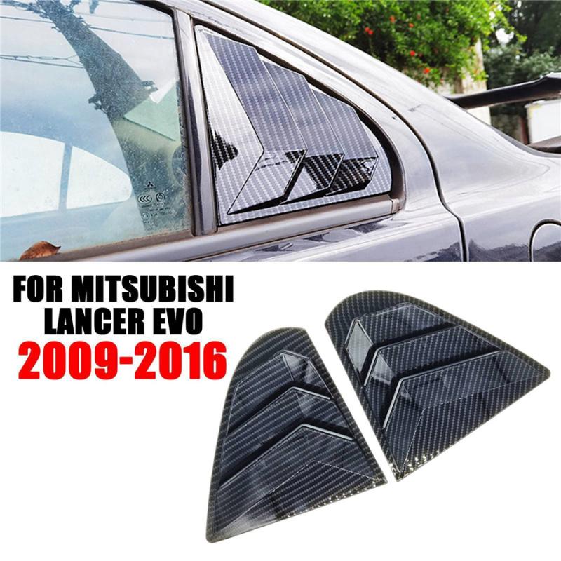 Carbon Fiber Look Window Louver Shutter Cover Side Vent For Mitsubishi Lancer