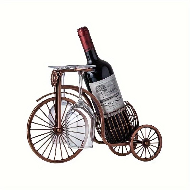 Vintage Bicycle-Shaped Wine Holder with Glass Storage-Sturdy Iron Construction,Polished Finish,Holds 1 Wine Bottle & 2 Glasses-Decorative Serving Cart