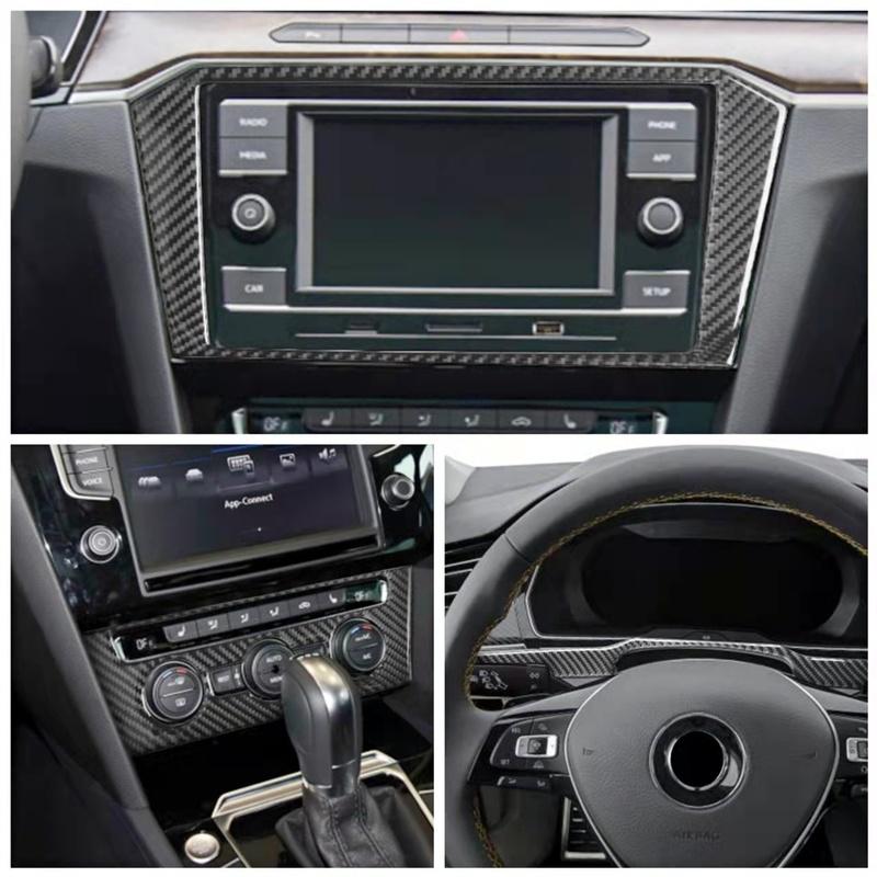 Carbon Fiber Car Inner Decoration Stickers For Volkswagen VW Magotan Arteon 2017- Center Console Cover Trim Car Accessories