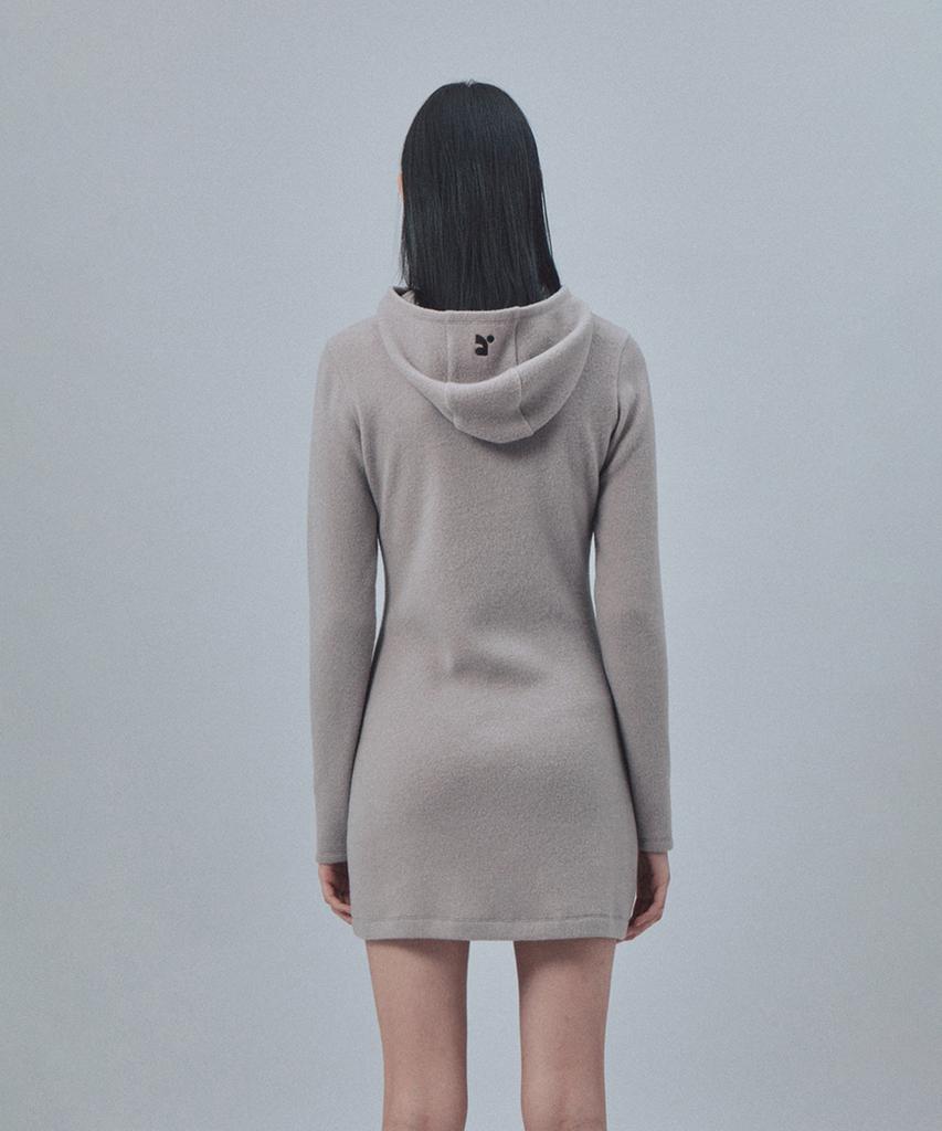 Rest And Recreation Hairy Hood Knit Dress - Beige