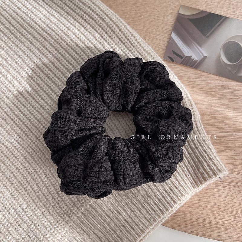 Black Beige Coffee Hair Loop Large Korean Puff Vintage Ponytail Holder Elastic Tie Hair Scrunchie Women Girl Hair Accessories