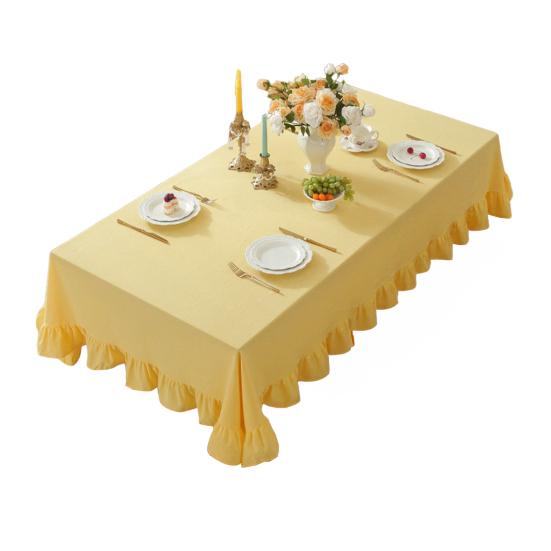 Obrus w jednolitym kolorze z falbanami Mieszanka bawełny Rustykalny obrus Prostokątny Kwadratowy Pokrowiec na stół do domu na farmie